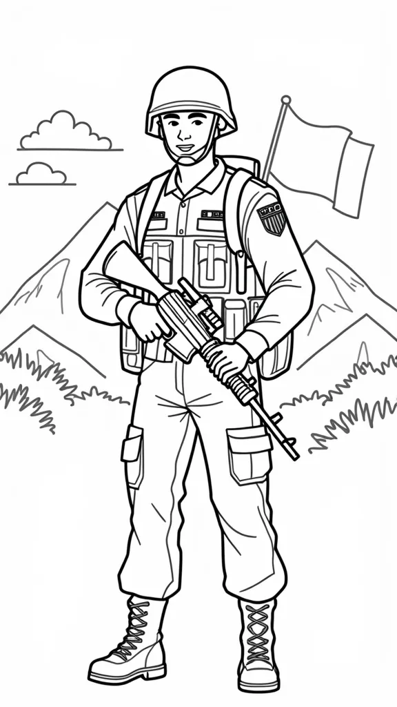 coloriage de gars de l’armée